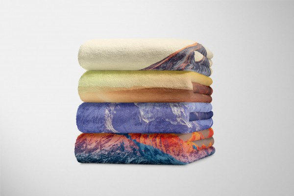 Paul Sinus Art Handtuch Strandhandtuch Saunatuch Kuscheldecke mit Fotomotiv Berge Berggipfel Natur Neueste Mode