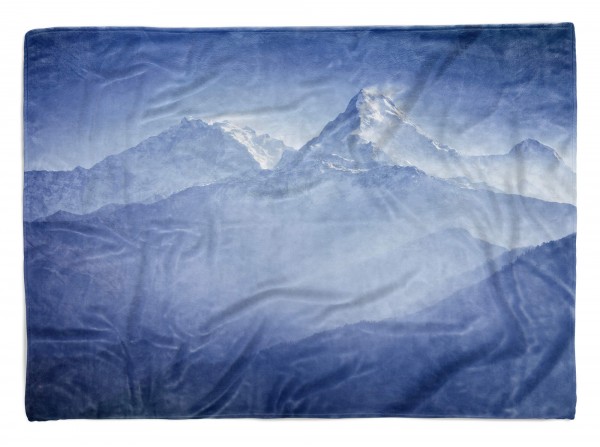 Paul Sinus Art Handtuch Strandhandtuch Saunatuch Kuscheldecke mit Fotomotiv Berggipfel Himalaya Schnee