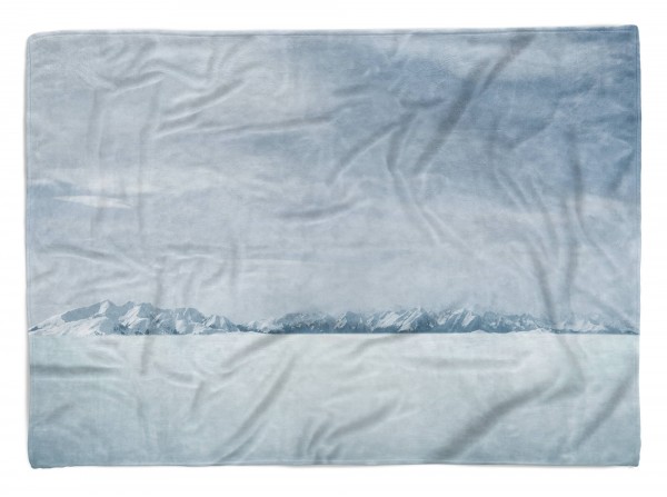 Paul Sinus Art Handtuch Strandhandtuch Saunatuch Kuscheldecke mit Fotomotiv Berge Schnee Bergkette