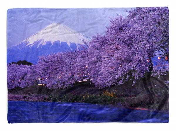Paul Sinus Art Handtuch Strandhandtuch Saunatuch Kuscheldecke mit Fotomotiv Fuji Vulkan Japan
