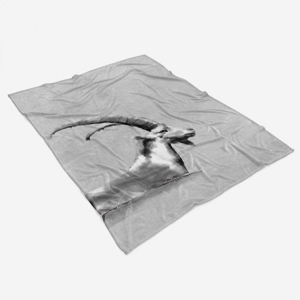 Paul Sinus Art Handtuch Strandhandtuch Saunatuch Kuscheldecke Grau Ziegenbock Motiv Bestseller