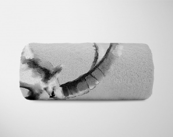 Paul Sinus Art Handtuch Strandhandtuch Saunatuch Kuscheldecke Grau Ziegenbock Motiv Bestseller