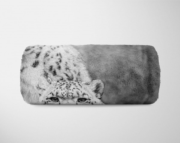 Paul Sinus Art Handtuch Strandhandtuch Saunatuch Kuscheldecke mit Tiermotiv Schneeleoparden Sc Saisonale Angebote