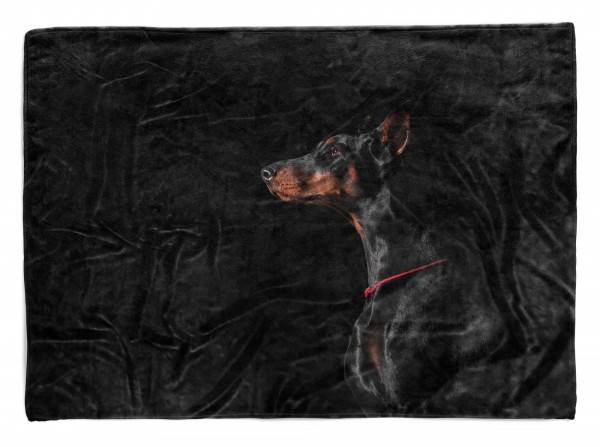 Paul Sinus Art Handtuch Strandhandtuch Saunatuch Kuscheldecke mit Tiermotiv Dobermann Hund