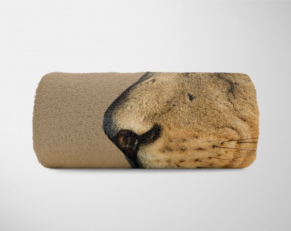 Paul Sinus Art Handtuch Strandhandtuch Saunatuch Kuscheldecke mit Tiermotiv großer Löwe Sonderangebote