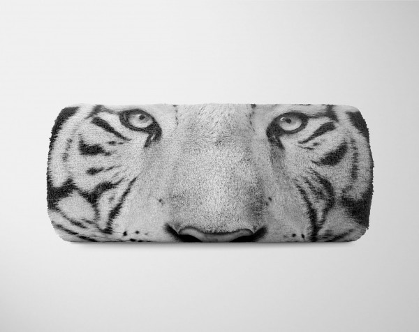 Paul Sinus Art Handtuch Strandhandtuch Saunatuch Kuscheldecke mit Tiermotiv weißer Tiger Riesige Ersparnisse