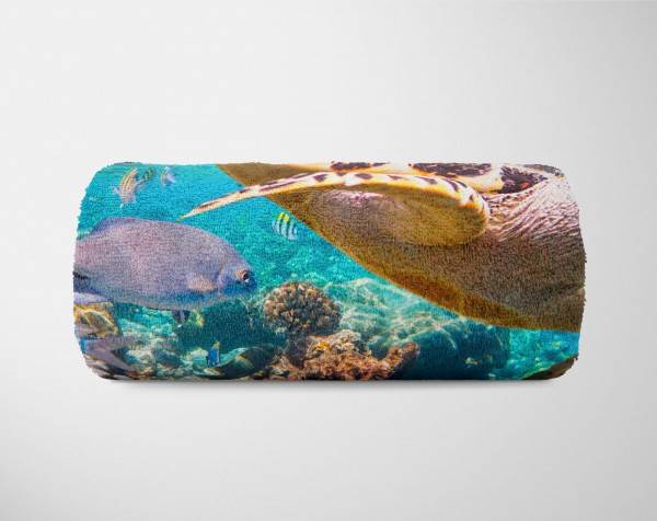 Paul Sinus Art Handtuch Strandhandtuch Saunatuch Kuscheldecke mit Tiermotiv Seeschildkröte Kor Super Sparpreis
