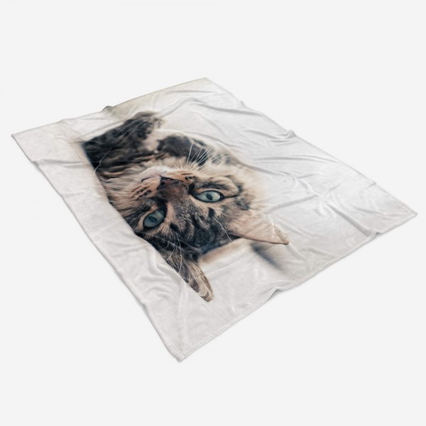 Paul Sinus Art Handtuch Strandhandtuch Saunatuch Kuscheldecke mit Tiermotiv Katze Wochenangebot