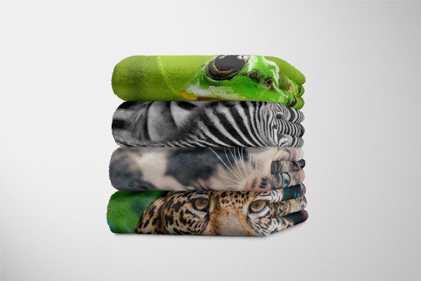 Paul Sinus Art Handtuch Strandhandtuch Saunatuch Kuscheldecke mit Tiermotiv Katze Wochenangebot