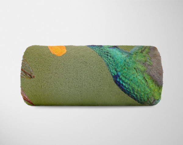 Paul Sinus Art Handtuch Strandhandtuch Saunatuch Kuscheldecke mit Tiermotiv Kolibri Blume Nekt Letzte 3 Tage