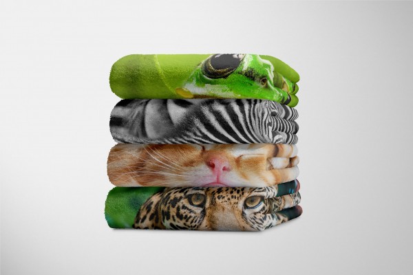 Paul Sinus Art Handtuch Strandhandtuch Saunatuch Kuscheldecke mit Tiermotiv kleine süße Katze Letzte 2 Tage