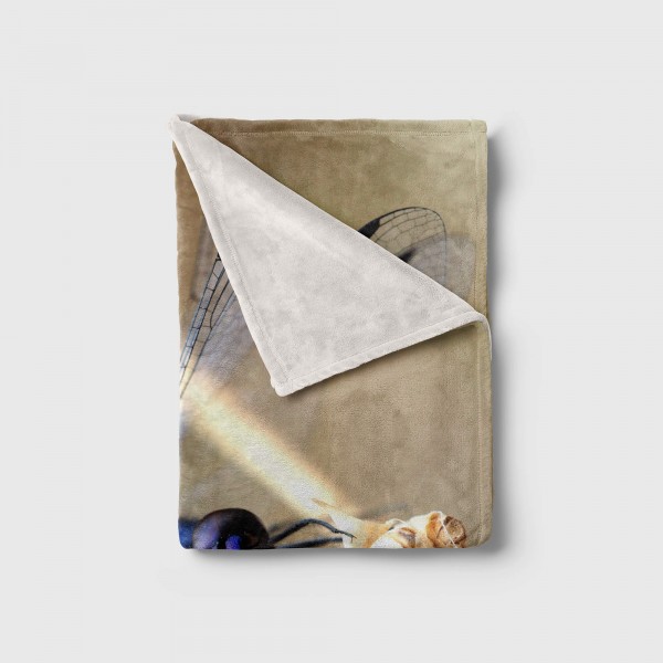 Paul Sinus Art Handtuch Strandhandtuch Saunatuch Kuscheldecke mit Tiermotiv blaue Libelle Naha Letzter Tag