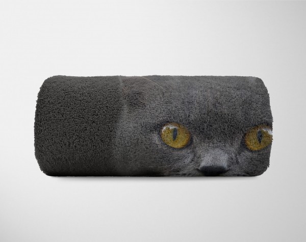 Paul Sinus Art Handtuch Strandhandtuch Saunatuch Kuscheldecke mit Tiermotiv Schwarze Katze Bis zu 60% Rabatt