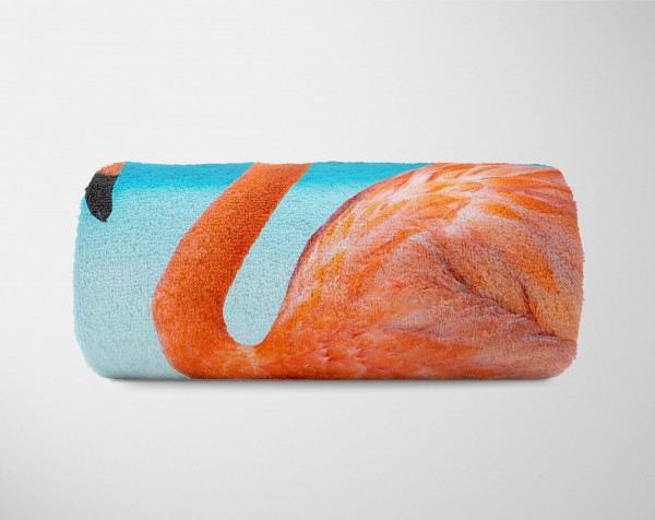 Paul Sinus Art Handtuch Strandhandtuch Saunatuch Kuscheldecke mit Tiermotiv Flamingo Meer Sonn Bis zu 65% Rabatt