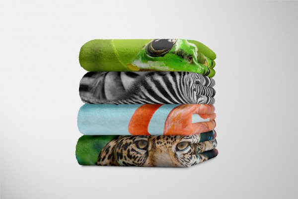 Paul Sinus Art Handtuch Strandhandtuch Saunatuch Kuscheldecke mit Tiermotiv Flamingo Meer Sonn Bis zu 65% Rabatt