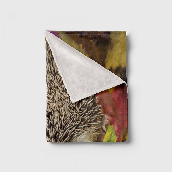 Paul Sinus Art Handtuch Strandhandtuch Saunatuch Kuscheldecke mit Tiermotiv Igel Herbstblätter Nur für heute