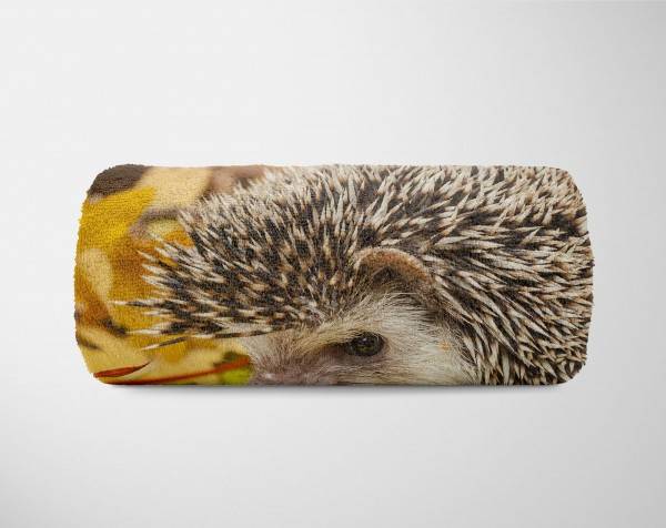 Paul Sinus Art Handtuch Strandhandtuch Saunatuch Kuscheldecke mit Tiermotiv Igel Herbstblätter Nur für heute