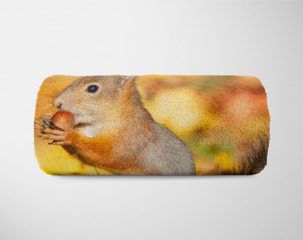 Paul Sinus Art Handtuch Strandhandtuch Saunatuch Kuscheldecke mit Tiermotiv Eichhörnchen Herbs Sonderangebot der Fabrik