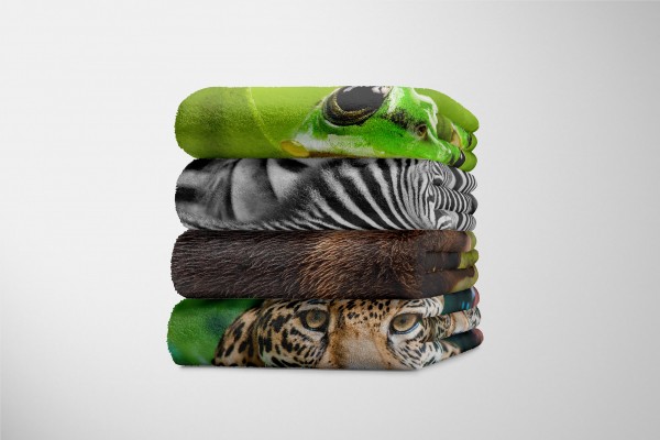 Paul Sinus Art Handtuch Strandhandtuch Saunatuch Kuscheldecke mit Tiermotiv Bär Wald Natur Bis zu 55% Rabatt