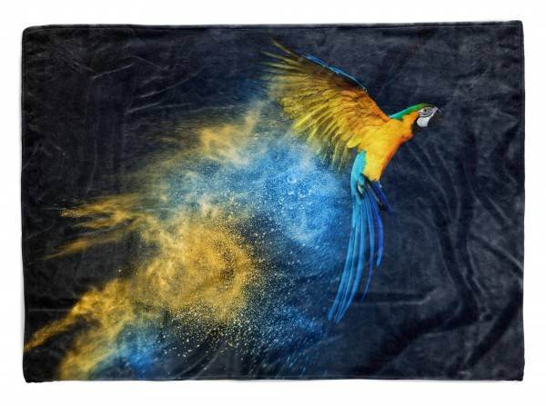 Paul Sinus Art Handtuch Strandhandtuch Saunatuch Kuscheldecke mit Tiermotiv Bunter Papagei im