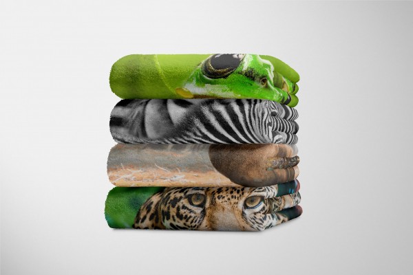 Paul Sinus Art Handtuch Strandhandtuch Saunatuch Kuscheldecke mit Tiermotiv Hirsch Wald Sonnen Nur noch ein Tag übrig