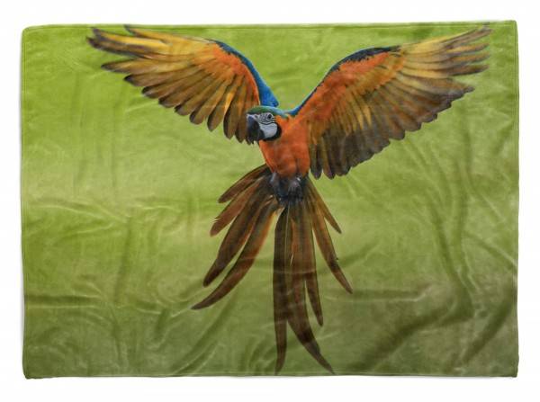 Paul Sinus Art Handtuch Strandhandtuch Saunatuch Kuscheldecke mit Tiermotiv Papagei im Flug