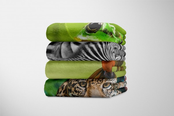 Paul Sinus Art Handtuch Strandhandtuch Saunatuch Kuscheldecke mit Tiermotiv Papagei im Flug Super Rabatt