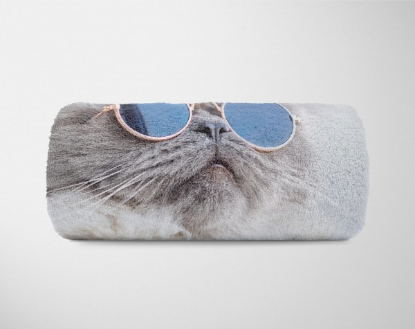 Paul Sinus Art Handtuch Strandhandtuch Saunatuch Kuscheldecke mit Tiermotiv Coole Katze mit So 50% Rabatt mit kostenlosem Versand