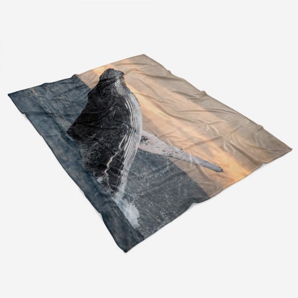 Paul Sinus Art Handtuch Strandhandtuch Saunatuch Kuscheldecke mit Tiermotiv Buckelwal springt Fabrikladen