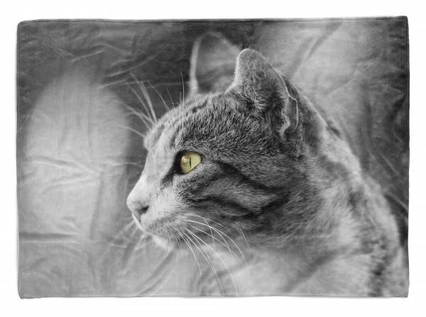 Paul Sinus Art Handtuch Strandhandtuch Saunatuch Kuscheldecke mit Tiermotiv Katze Katzenaugen