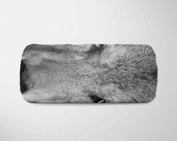 Paul Sinus Art Handtuch Strandhandtuch Saunatuch Kuscheldecke mit Tiermotiv grauer Wolf Speichern exportieren