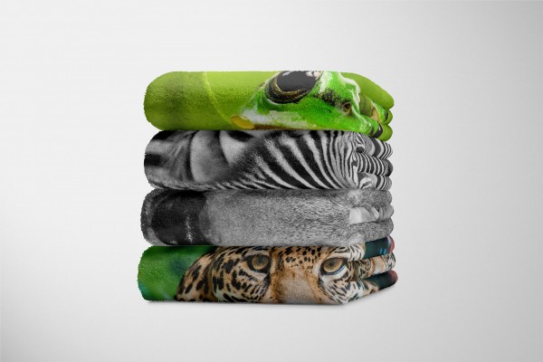 Paul Sinus Art Handtuch Strandhandtuch Saunatuch Kuscheldecke mit Tiermotiv grauer Wolf Speichern exportieren
