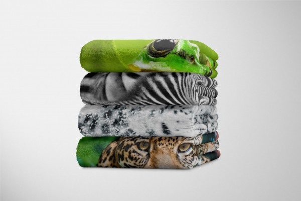 Paul Sinus Art Handtuch Strandhandtuch Saunatuch Kuscheldecke mit Tiermotiv Schneeleopard Schn Black Friday Preise