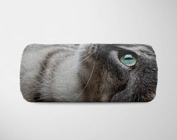 Paul Sinus Art Handtuch Strandhandtuch Saunatuch Kuscheldecke mit Tiermotiv kleine Katze Kätzc zollfrei
