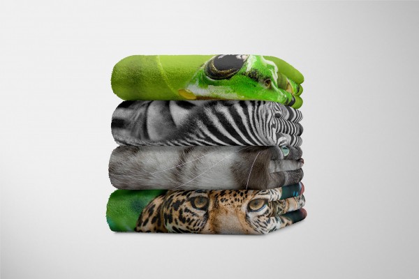 Paul Sinus Art Handtuch Strandhandtuch Saunatuch Kuscheldecke mit Tiermotiv kleine Katze Kätzc zollfrei