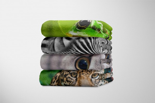 Paul Sinus Art Handtuch Strandhandtuch Saunatuch Kuscheldecke mit Tiermotiv kleines Kätzchen Auslauf