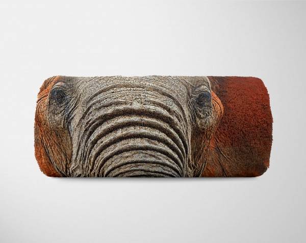 Paul Sinus Art Handtuch Strandhandtuch Saunatuch Kuscheldecke mit Tiermotiv Elefant Stoßzähne Verkauf