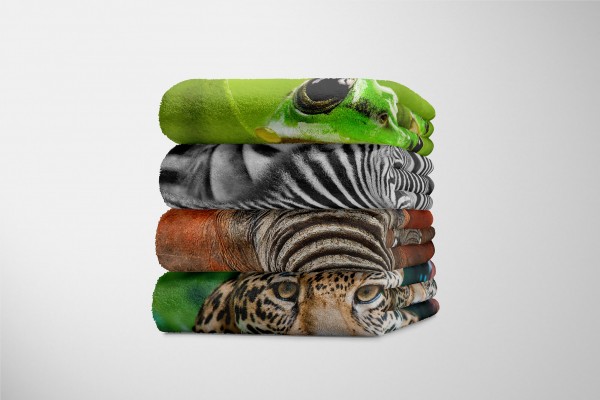 Paul Sinus Art Handtuch Strandhandtuch Saunatuch Kuscheldecke mit Tiermotiv Elefant Stoßzähne Verkauf