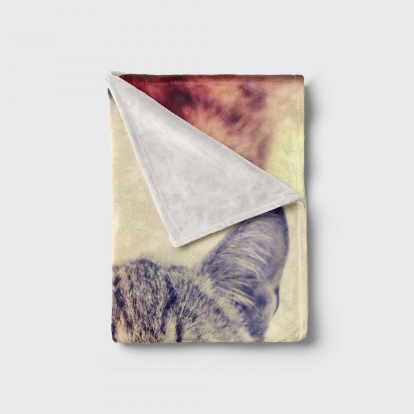 Paul Sinus Art Handtuch Strandhandtuch Saunatuch Kuscheldecke mit Tiermotiv kleine Katze Kätzc Günstiger Verkauf