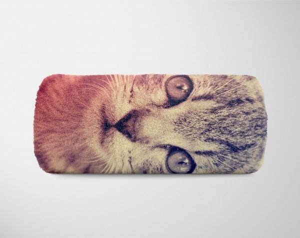 Paul Sinus Art Handtuch Strandhandtuch Saunatuch Kuscheldecke mit Tiermotiv kleine Katze Kätzc Günstiger Verkauf