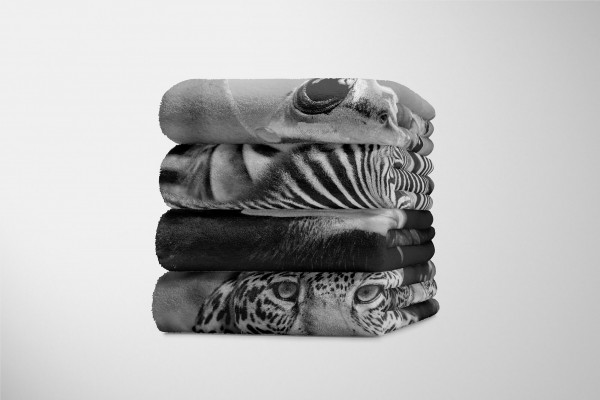 Paul Sinus Art Handtuch Strandhandtuch Saunatuch Kuscheldecke mit Tiermotiv Adler Schwarz Weiß Fabrikverkauf