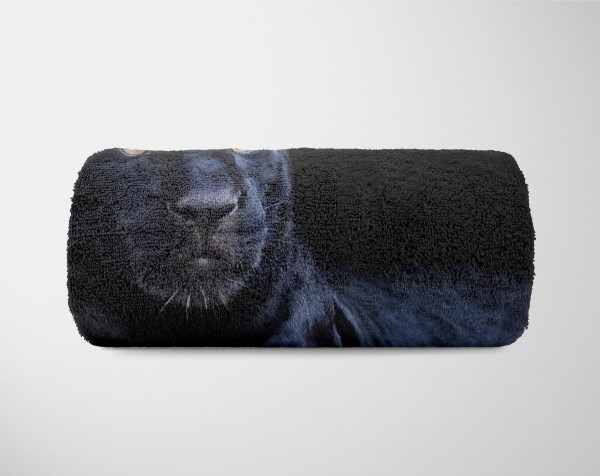 Paul Sinus Art Handtuch Strandhandtuch Saunatuch Kuscheldecke mit Tiermotiv Schwarzer Panther Kostenloser Versand