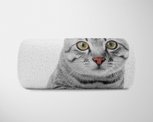 Paul Sinus Art Handtuch Strandhandtuch Saunatuch Kuscheldecke mit Tiermotiv süße Katze Limitierter Zeitrabatt