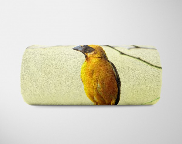 Paul Sinus Art Handtuch Strandhandtuch Saunatuch Kuscheldecke mit Tiermotiv Goldzeisig gelber Fabrik Onlineshop