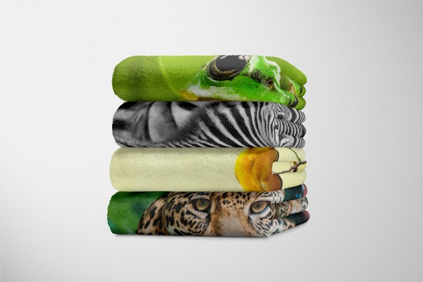 Paul Sinus Art Handtuch Strandhandtuch Saunatuch Kuscheldecke mit Tiermotiv Goldzeisig gelber Fabrik Onlineshop