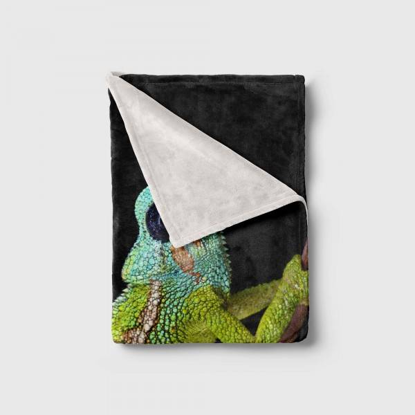 Paul Sinus Art Handtuch Strandhandtuch Saunatuch Kuscheldecke mit Tiermotiv Chamäleon Fabrikpreis