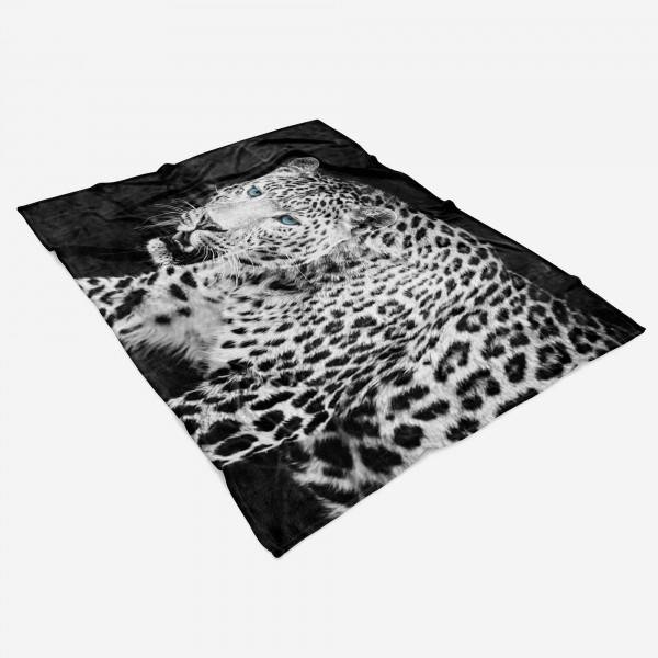Paul Sinus Art Handtuch Strandhandtuch Saunatuch Kuscheldecke mit Tiermotiv Jaguar Schwarz Wei Sonderangebot