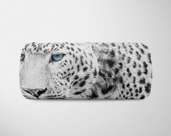 Paul Sinus Art Handtuch Strandhandtuch Saunatuch Kuscheldecke mit Tiermotiv Jaguar Schwarz Wei Sonderangebot