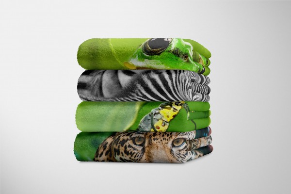 Paul Sinus Art Handtuch Strandhandtuch Saunatuch Kuscheldecke mit Tiermotiv Grashüpfer Grün Na Rabatt