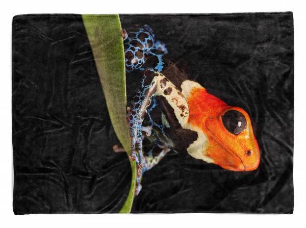 Paul Sinus Art Handtuch Strandhandtuch Saunatuch Kuscheldecke mit Tiermotiv bunter Frosch Trop